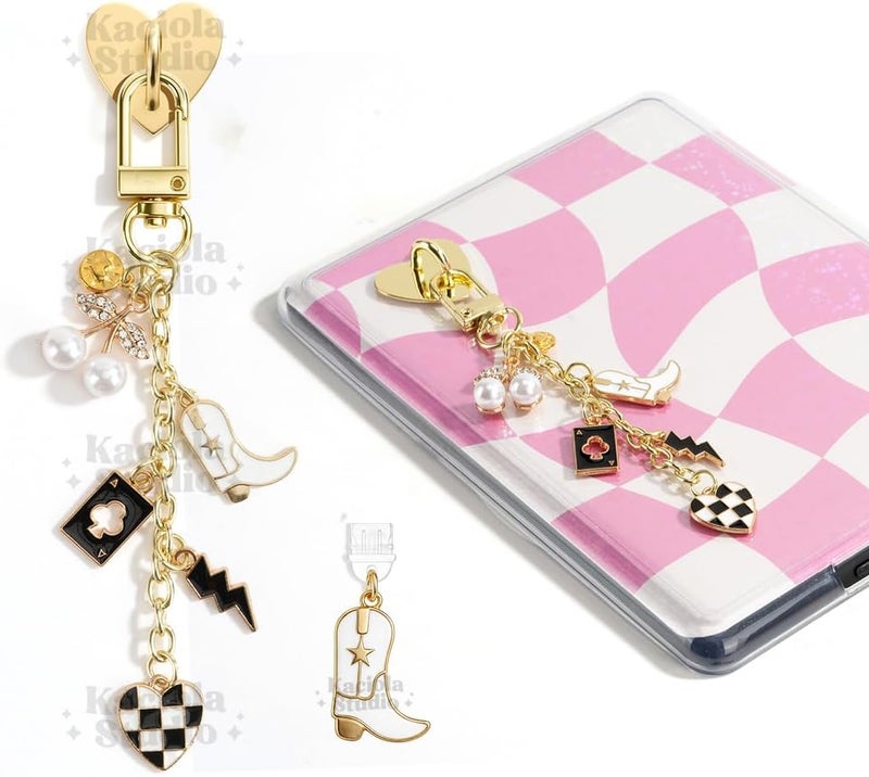 Kaciola Charm Chains for Kindle, Cute E-reader Phone Charm Bracelets Accessories Gift for Reader Booklovers Women Men, Charms Compatible for Kindle/E-Reader/Phone (A) - Image 1